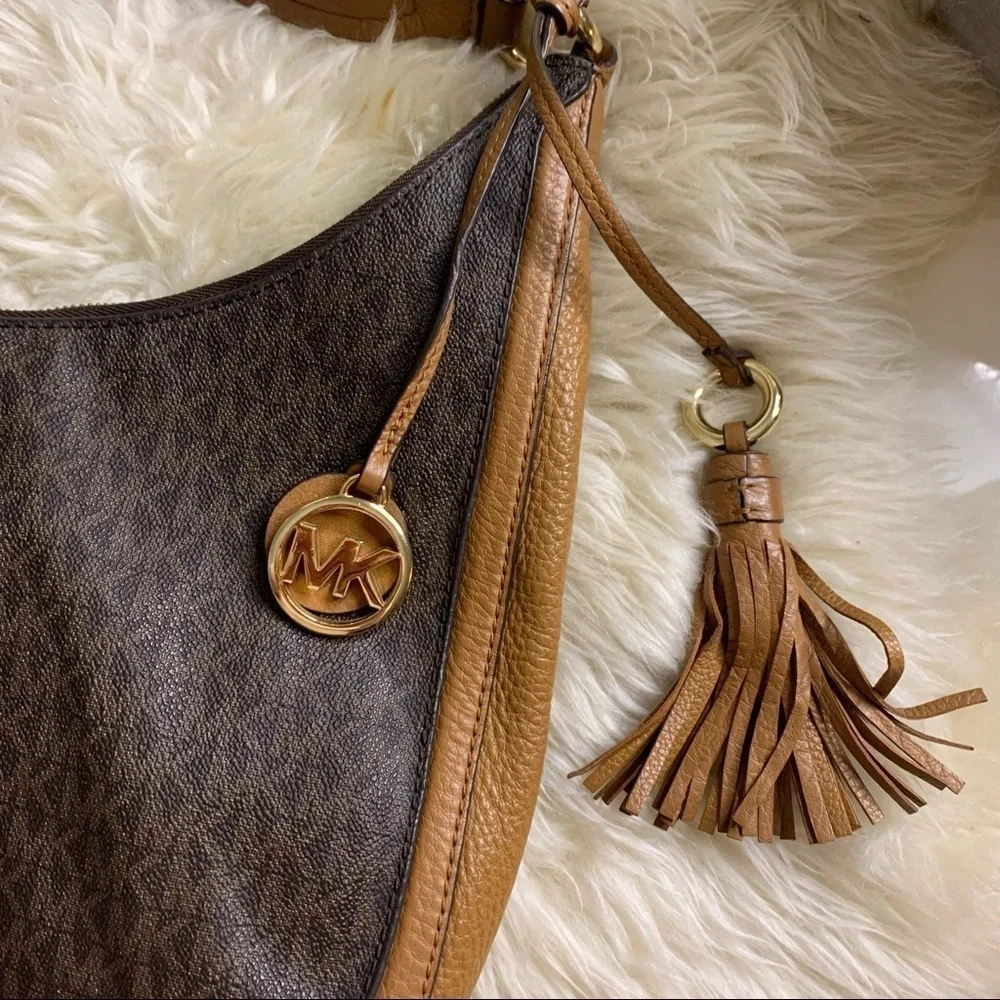 MICHAEL KORS Lydia Large Hobo Shoulder Bag monogram Brown purse handbag